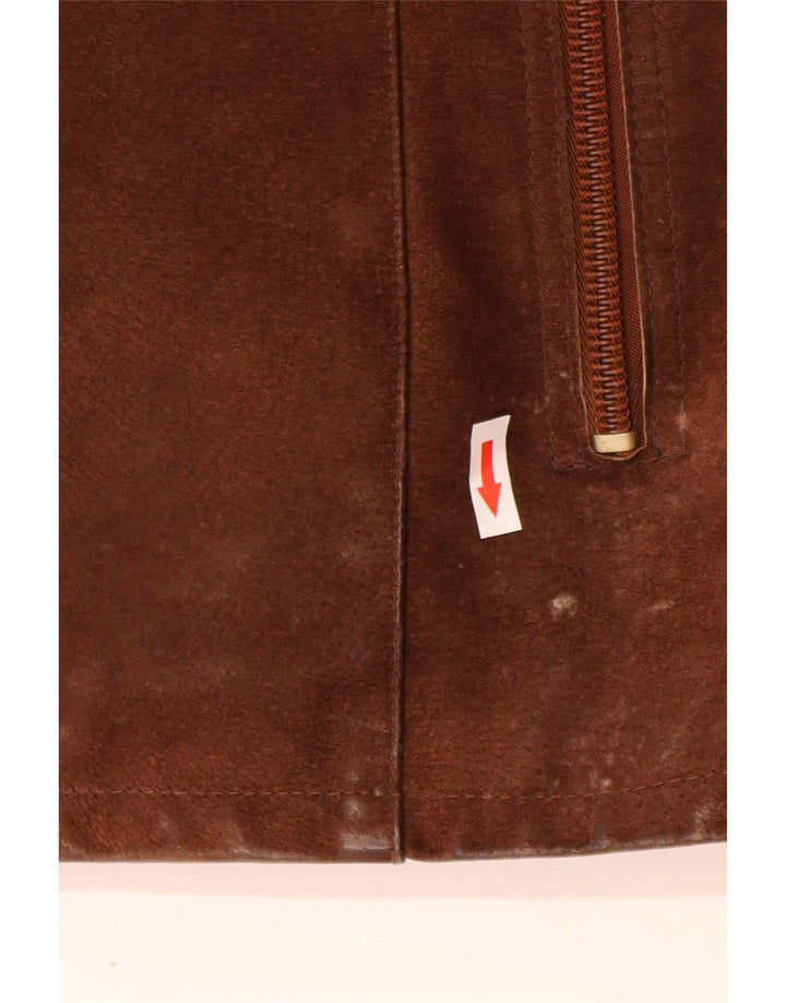 Vintage Mens Suede Overcoat EU 50 Large Brown Leather