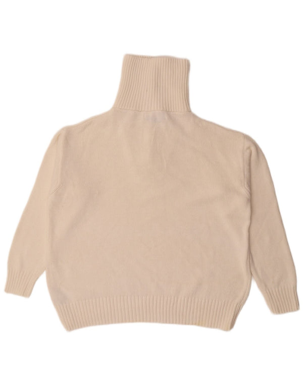 Zara Womens Oversized Zip Neck Jumper Sweater UK 10 Small Off White Cotton