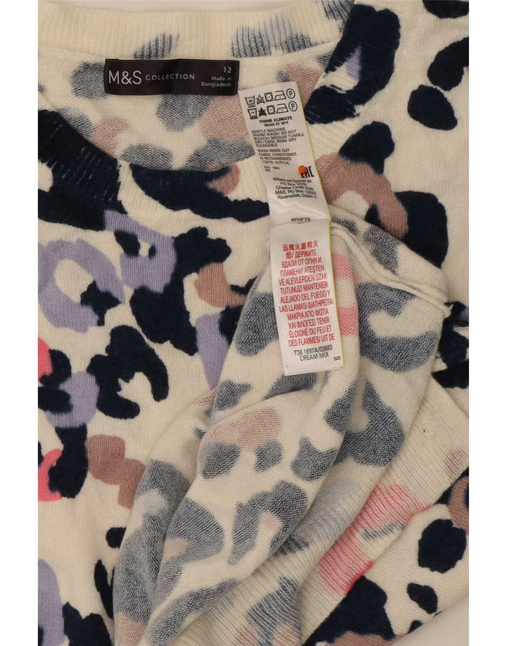 Marks & Spencer Womens Boat Neck Jumper Sweater UK 12 Medium Beige