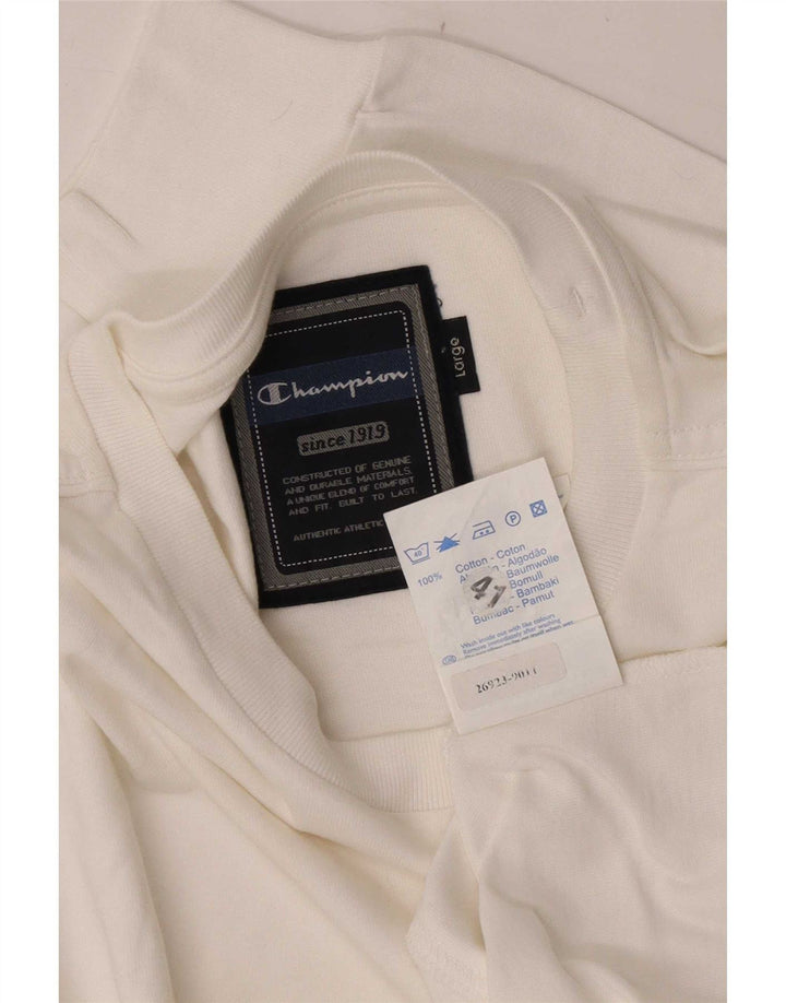 Champion Mens Top Long Sleeve Large White Cotton