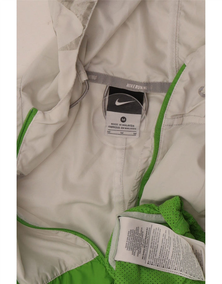 Nike Womens Hooded Tracksuit Top Jacket UK 14 Medium White Colourblock