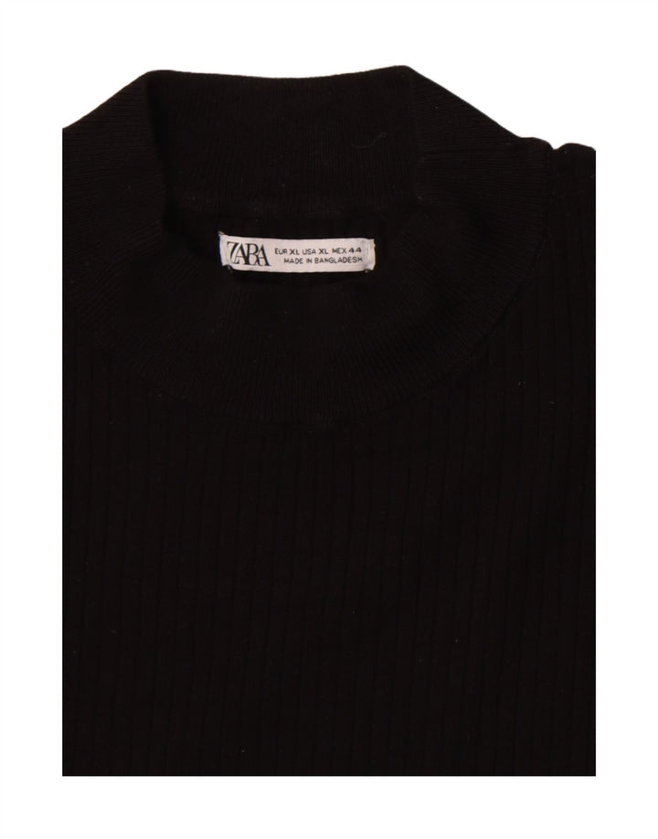 Zara Womens Top Long Sleeve UK 18 XL Black