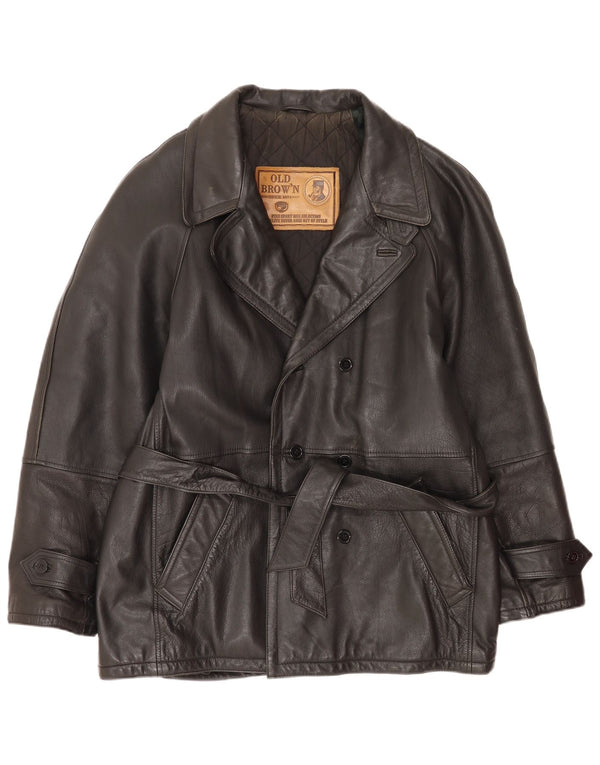 Vintage Mens Leather Jacket IT 48 Medium Black Leather