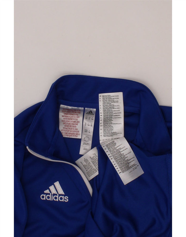 ADIDAS Boys Aeroready Zip Neck Pullover Tracksuit Top 7-8 Years Blue