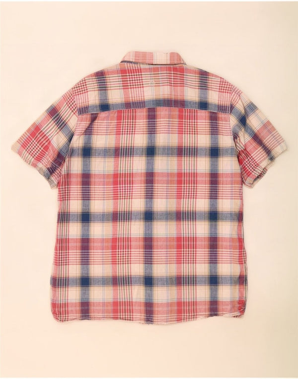 Fat Face Mens Short Sleeve Classic Fit Shirt XL Multicoloured Check Linen