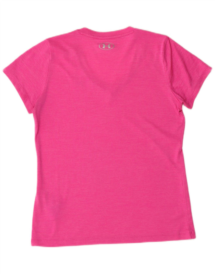UNDER ARMOUR Womens Heat Gear T-Shirt Top UK 10 Small Pink Polyester