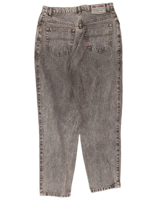 Big Star Mens High Waist Acid Wash Tapered Jeans W34 L29 Grey Cotton
