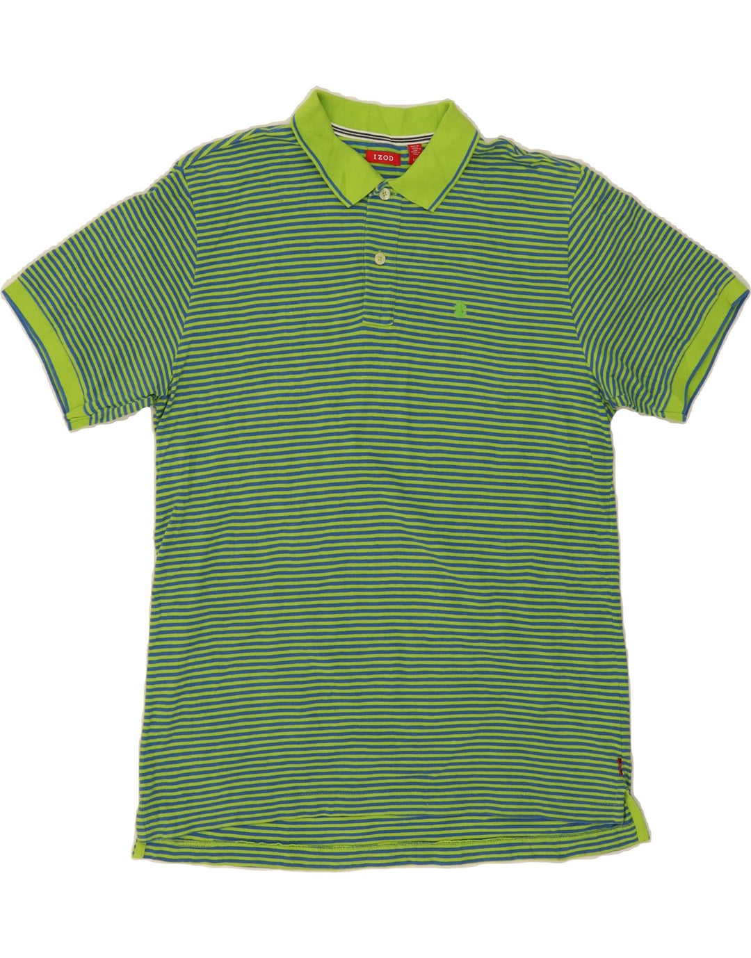 IZOD Mens Polo Shirt Large Green Striped Cotton Vintage Izod and Second-Hand Izod from Messina Hembry 
