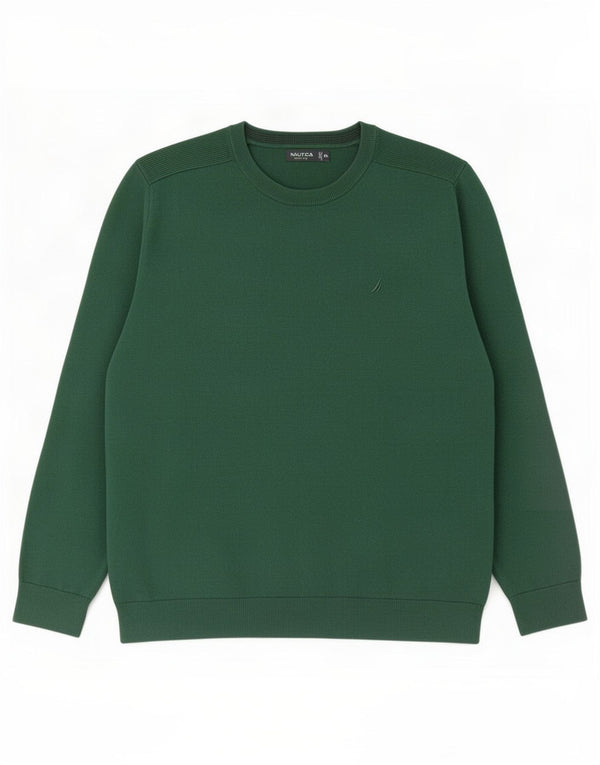 Nautica Mens Crew Neck Jumper Sweater 2XL Green Cotton