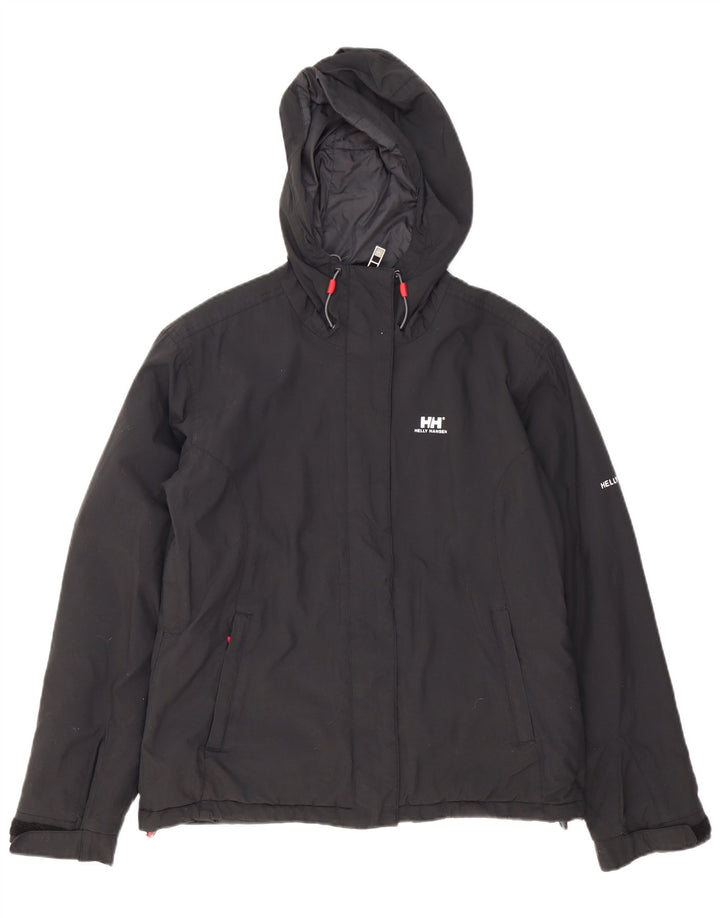 Helly Hansen Womens Hooded Windbreaker Jacket UK 14 Medium Black