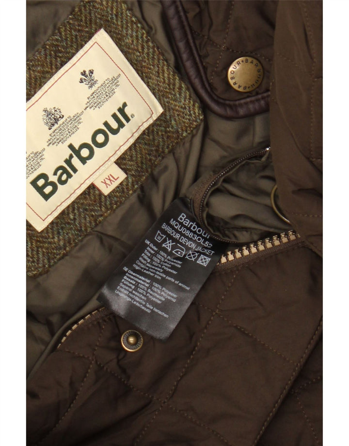 Barbour Mens Quilted Jacket UK 44 2XL Brown Polyester