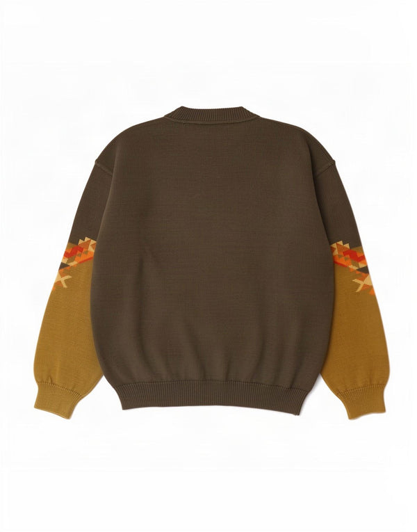 COMPASS CARD Mens Crew Neck Jumper Sweater IT 50 Medium Khaki Geometric