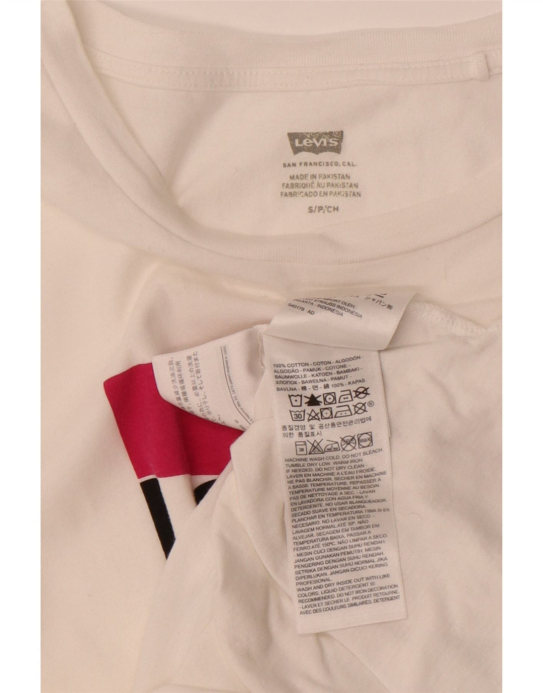 LEVI'S Womens Graphic T-Shirt Top UK 10 Small White Cotton Vintage Levi's and Second-Hand Levi's from Messina Hembry 