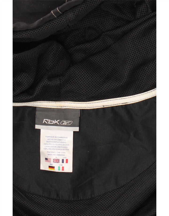 REEBOK Womens Hooded Rain Jacket UK 14 Large  Black Polyester