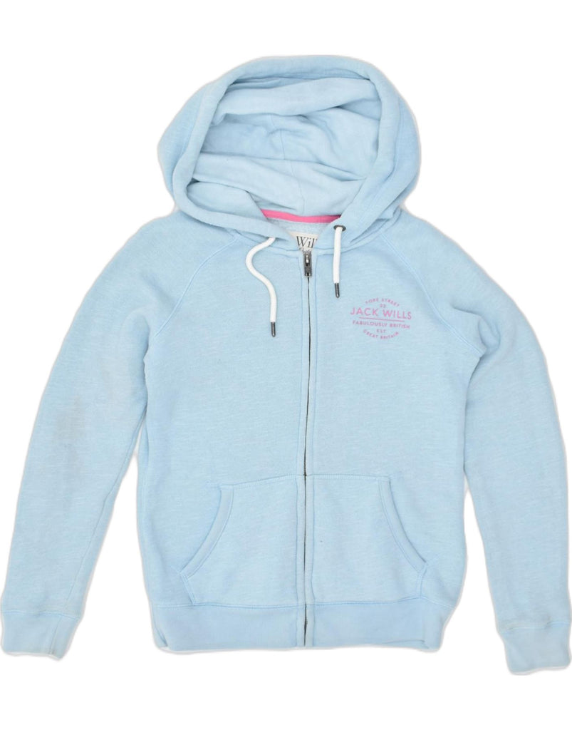 JACK WILLS Womens Zip Hoodie Sweater UK 8 Small Blue Cotton Sports | Vintage | Thrift | Second-Hand | Used Clothing | Messina Hembry 