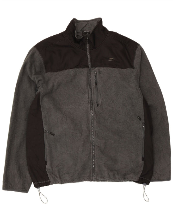 Starter Mens Fleece Jacket UK 42/44 Large Grey Colourblock Polyester