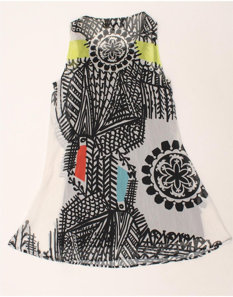 DESIGUAL Womens Sleeveless Graphic A-Line Dress EU 40 Medium White | Vintage Desigual | Thrift | Second-Hand Desigual | Used Clothing | Messina Hembry 