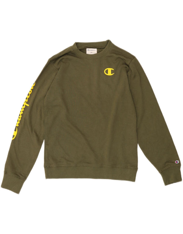 Champion Womens Graphic Sweatshirt Jumper UK 16 Large Green Cotton