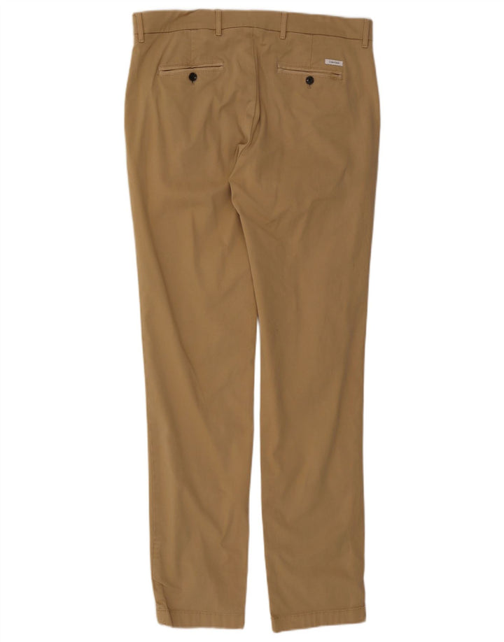 Calvin Klein Mens Slim Chino Trousers W36 L34 Beige