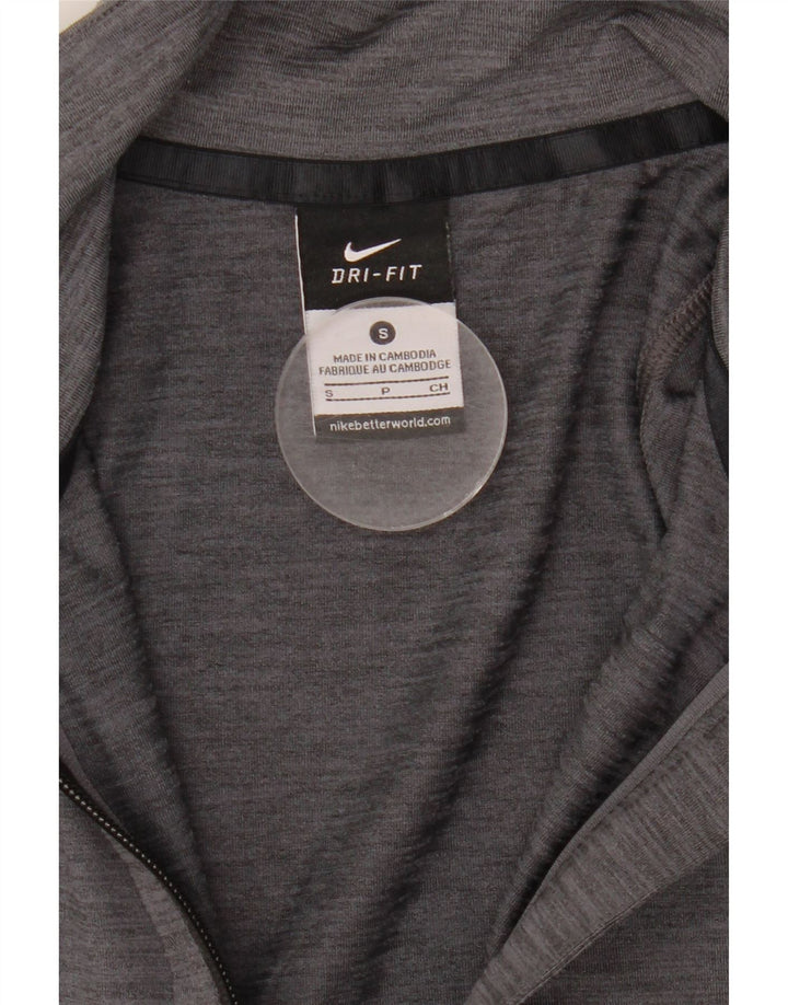Nike Womens Dri Fit Tracksuit Top Jacket UK 10 Small Grey Flecked