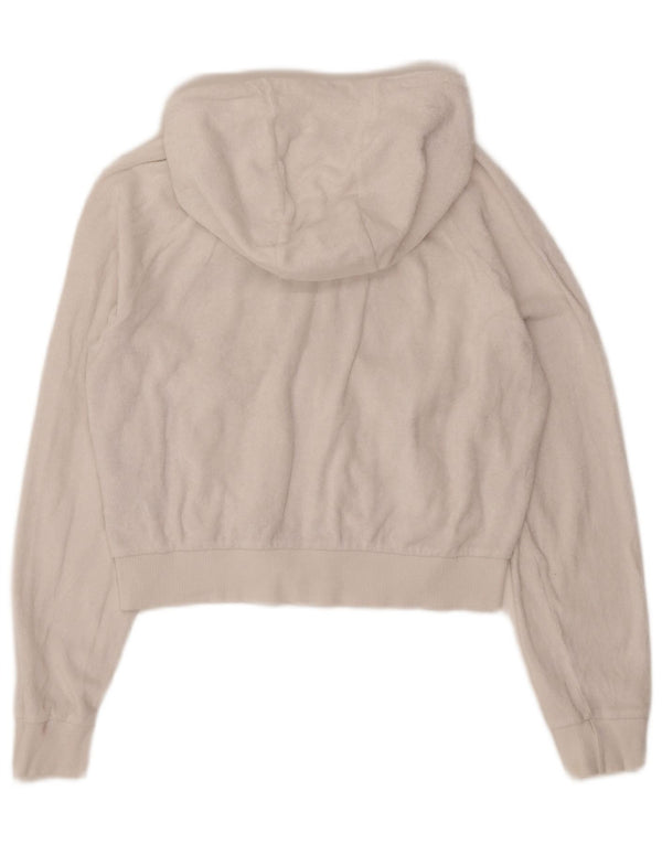 Ellesse Womens Crop Oversized Velvet Zip Hoodie Sweater UK 10 Small White