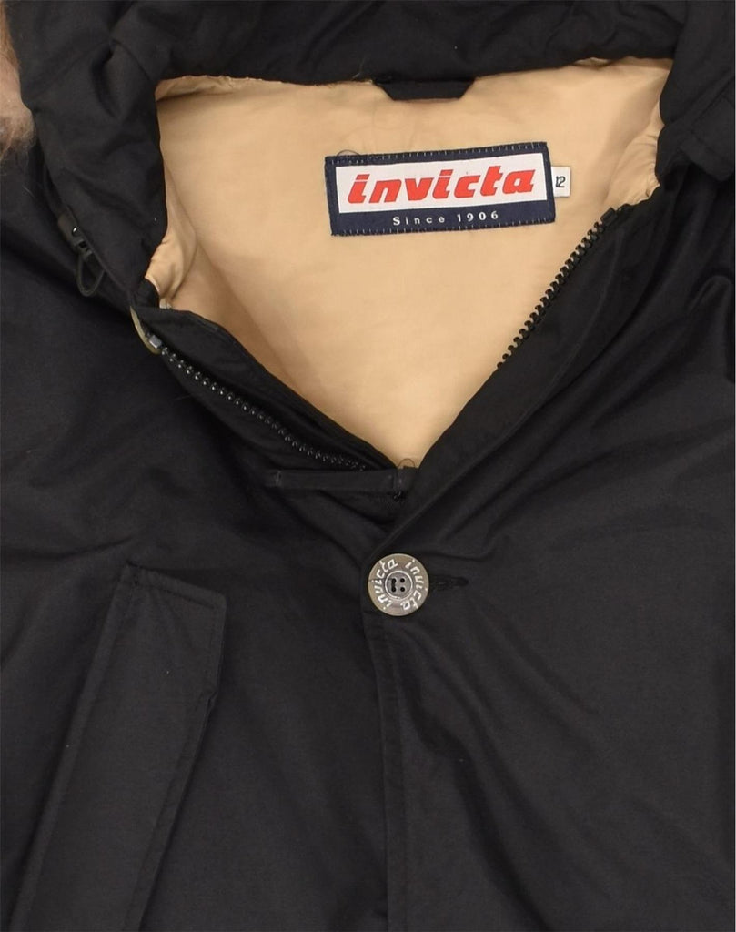 INVICTA Boys Hooded Parka Jacket 11-12 Years Black Polyamide | Vintage Invicta | Thrift | Second-Hand Invicta | Used Clothing | Messina Hembry 