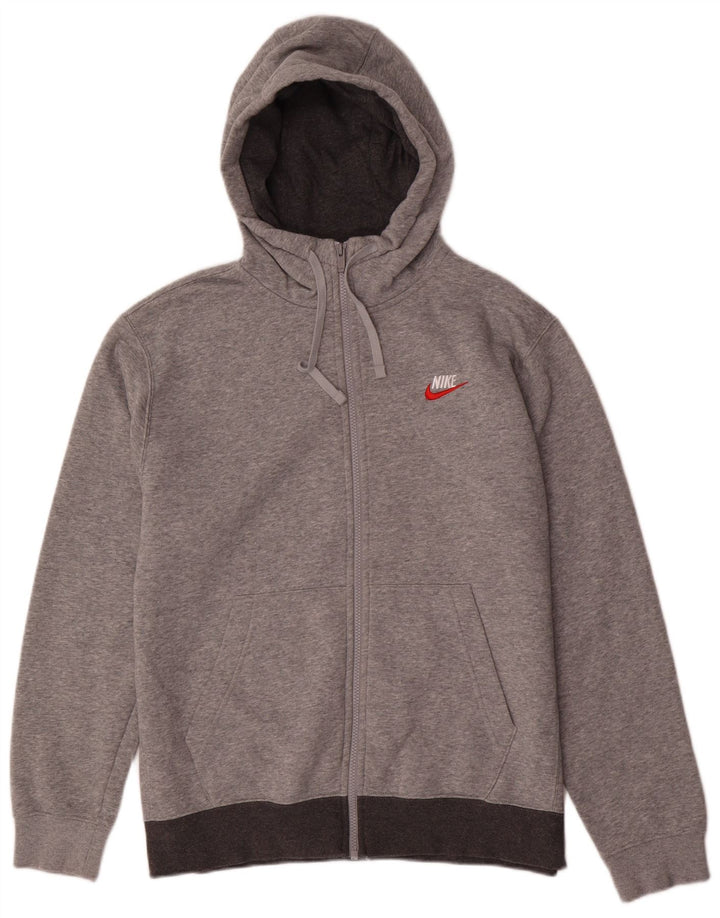 Nike Mens Zip Hoodie Sweater Medium Grey Colourblock Cotton
