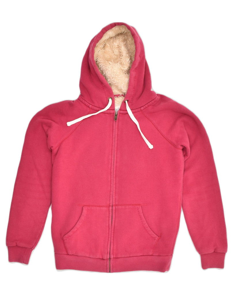 JACK WILLS Womens Sherpa Graphic Zip Hoodie Sweater UK 8 Small Pink Cotton | Vintage Jack Wills | Thrift | Second-Hand Jack Wills | Used Clothing | Messina Hembry 