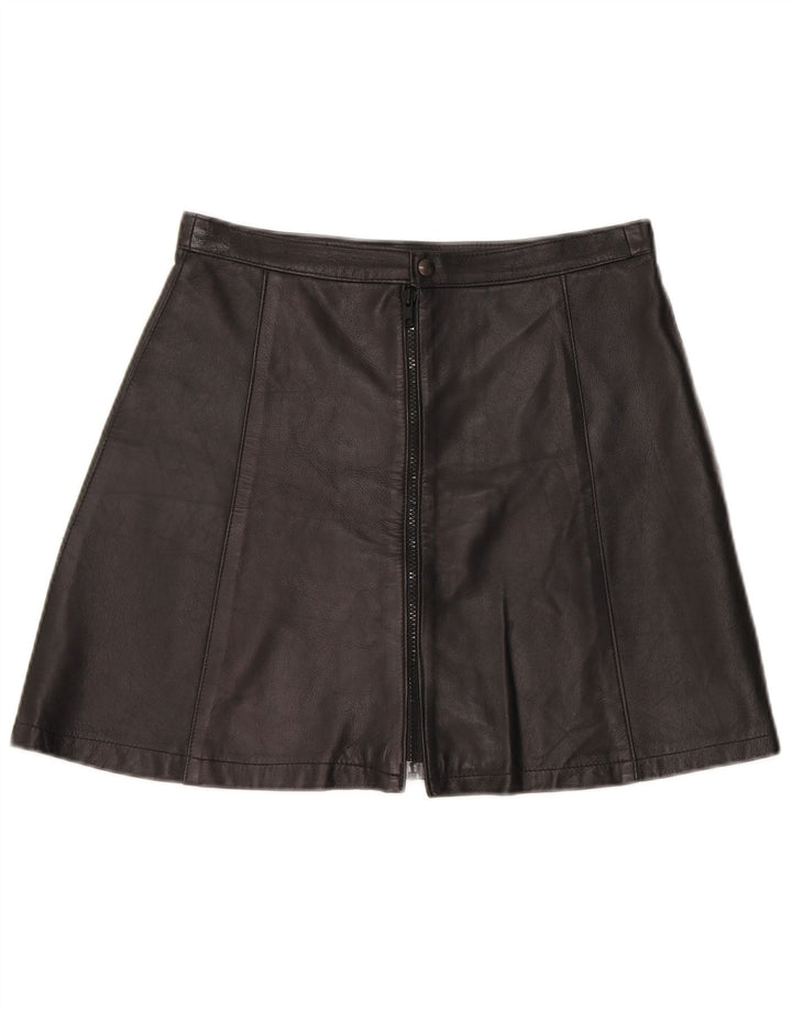 Vintage Womens Mini Leather Skirt W28 Medium Black