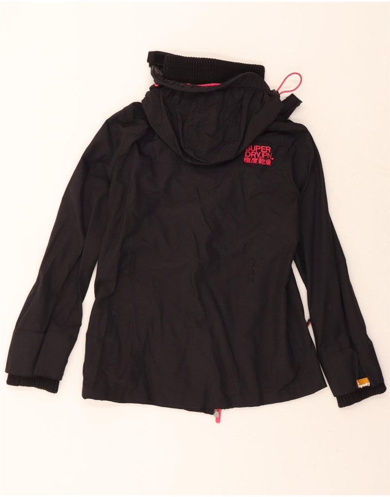 SUPERDRY Womens The Windmac Hooded Windbreaker Jacket UK 16 Large Black Vintage Superdry and Second-Hand Superdry from Messina Hembry 