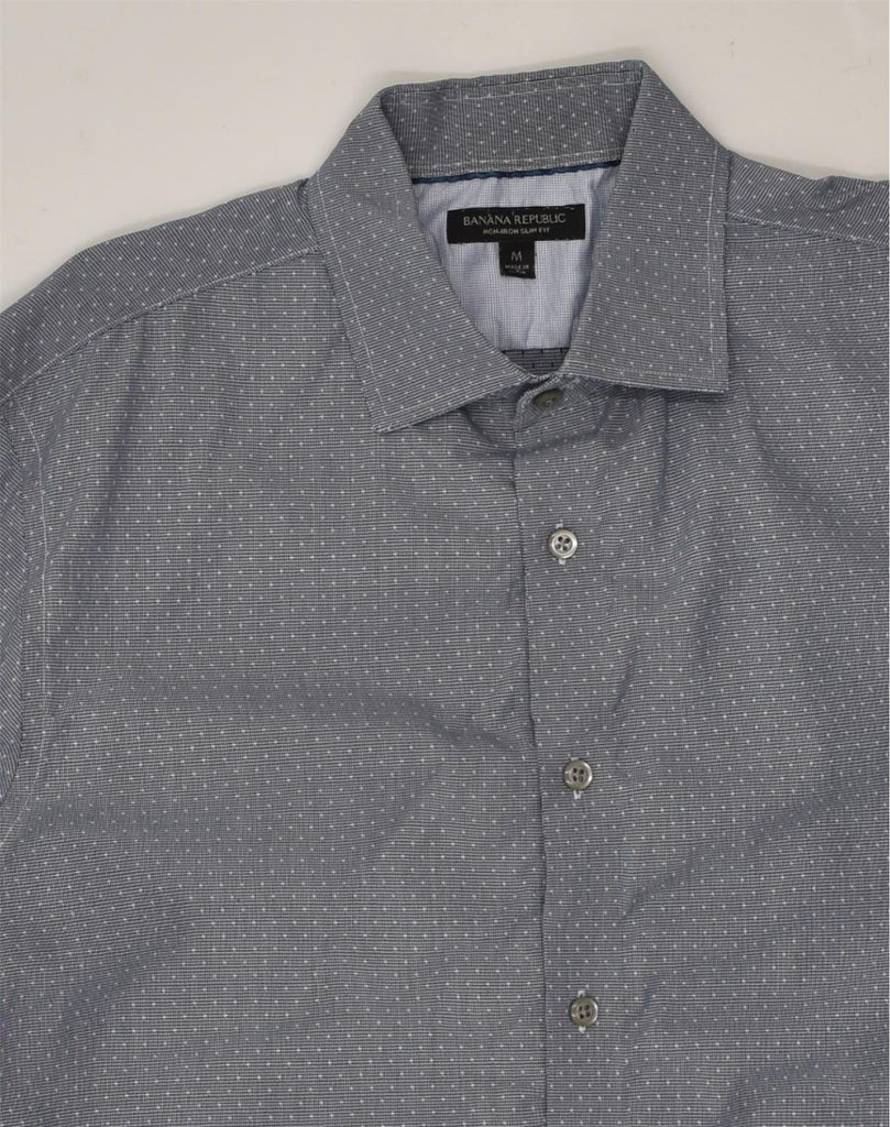 BANANA REPUBLIC Mens NON - IRON Slim Fit Shirt Medium Grey Spotted | Vintage Banana Republic | Thrift | Second-Hand Banana Republic | Used Clothing | Messina Hembry 