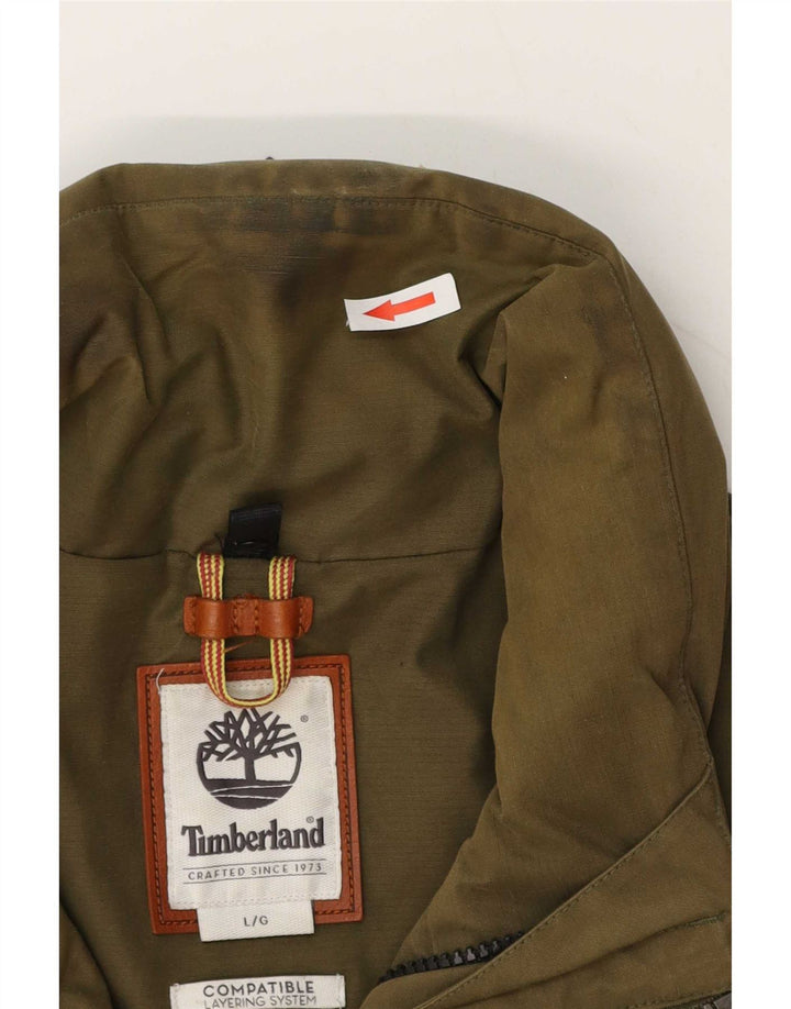 Timberland Mens Utility Jacket UK 40 Large Khaki Cotton