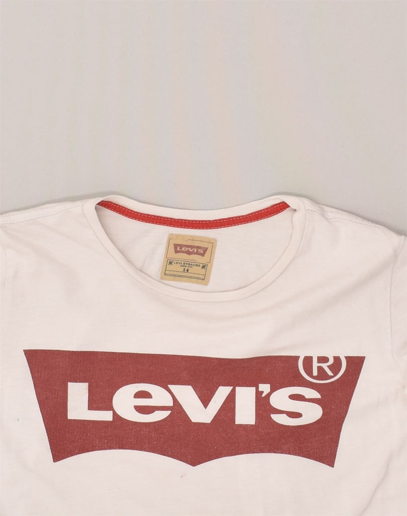 LEVI'S Girls Graphic Top Long Sleeve 13-14 Years White Cotton | Vintage Levi's | Thrift | Second-Hand Levi's | Used Clothing | Messina Hembry 