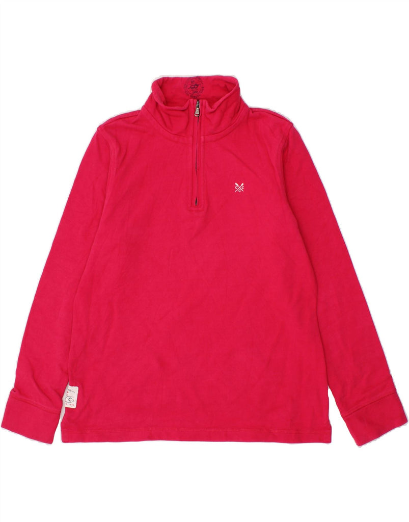 CREW CLOTHING Womens Zip Neck Sweatshirt Jumper UK 14 Large  Pink Cotton | Vintage Crew Clothing | Thrift | Second-Hand Crew Clothing | Used Clothing | Messina Hembry 