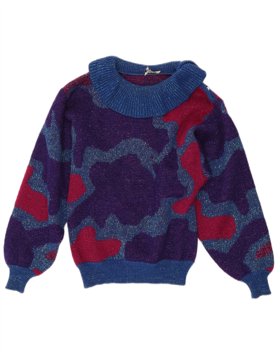 VINTAGE Womens Roll Neck Jumper Sweater UK 10 Small Multicoloured