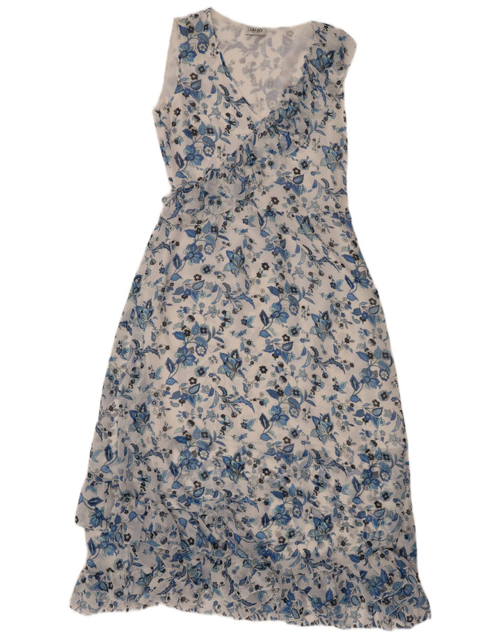 LIU JO Womens Ruffle Sleeveless Maxi Dress IT 40 Small White Floral
