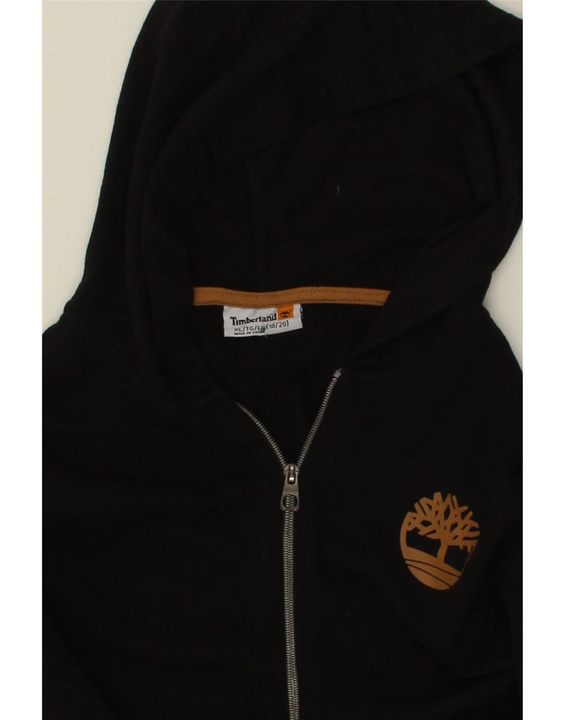 TIMBERLAND Girls Graphic Zip Hoodie Sweater 15-16 Years XL Black Cotton Vintage Timberland and Second-Hand Timberland from Messina Hembry 