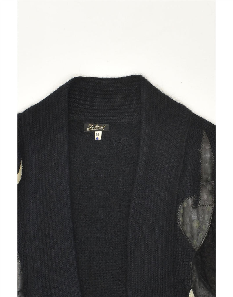 VINTAGE Womens Cardigan Sweater UK 14 Medium Black Animal Print Mohair | Vintage Vintage | Thrift | Second-Hand Vintage | Used Clothing | Messina Hembry 