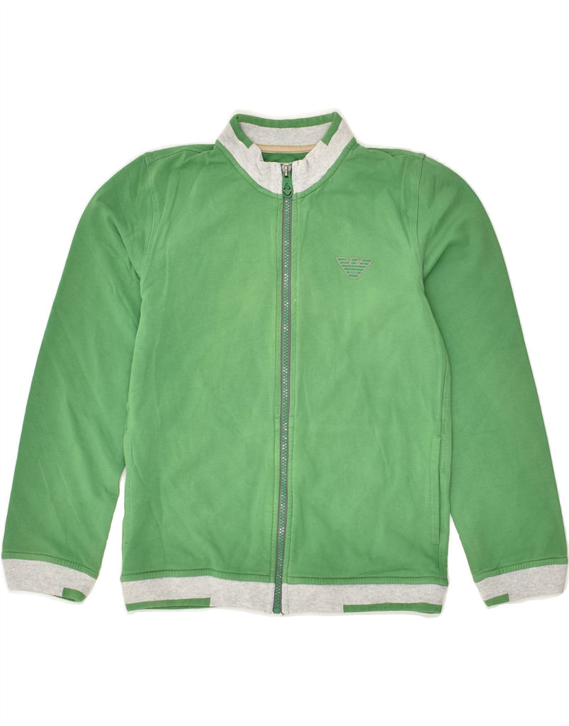 ARMANI JUNIOR Boys Tracksuit Top Jacket 11-12 Years Green Cotton | Vintage Armani Junior | Thrift | Second-Hand Armani Junior | Used Clothing | Messina Hembry 