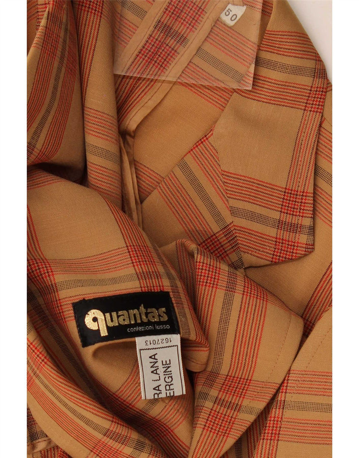 Quantas Mens 2 Button Blazer Jacket IT 50 Large Brown Check Wool