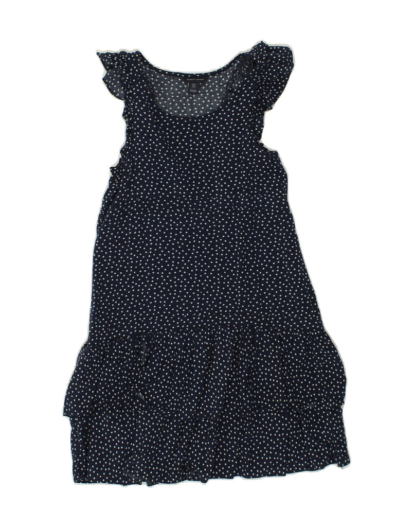 TOMMY HILFIGER Girls Tiered Dress 6-7 Years Small Navy Blue Spotted Rayon | Vintage Tommy Hilfiger | Thrift | Second-Hand Tommy Hilfiger | Used Clothing | Messina Hembry 