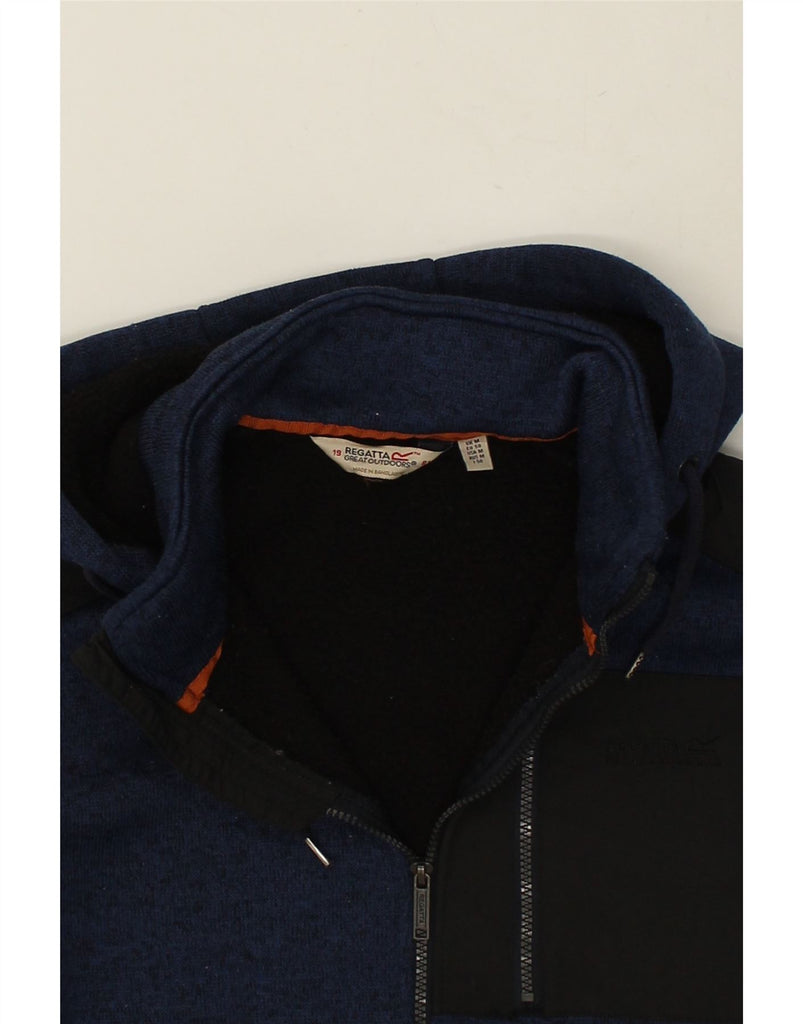 REGATTA Mens Zip Hoodie Sweater Medium Navy Blue Flecked Polyester Vintage Regatta and Second-Hand Regatta from Messina Hembry 