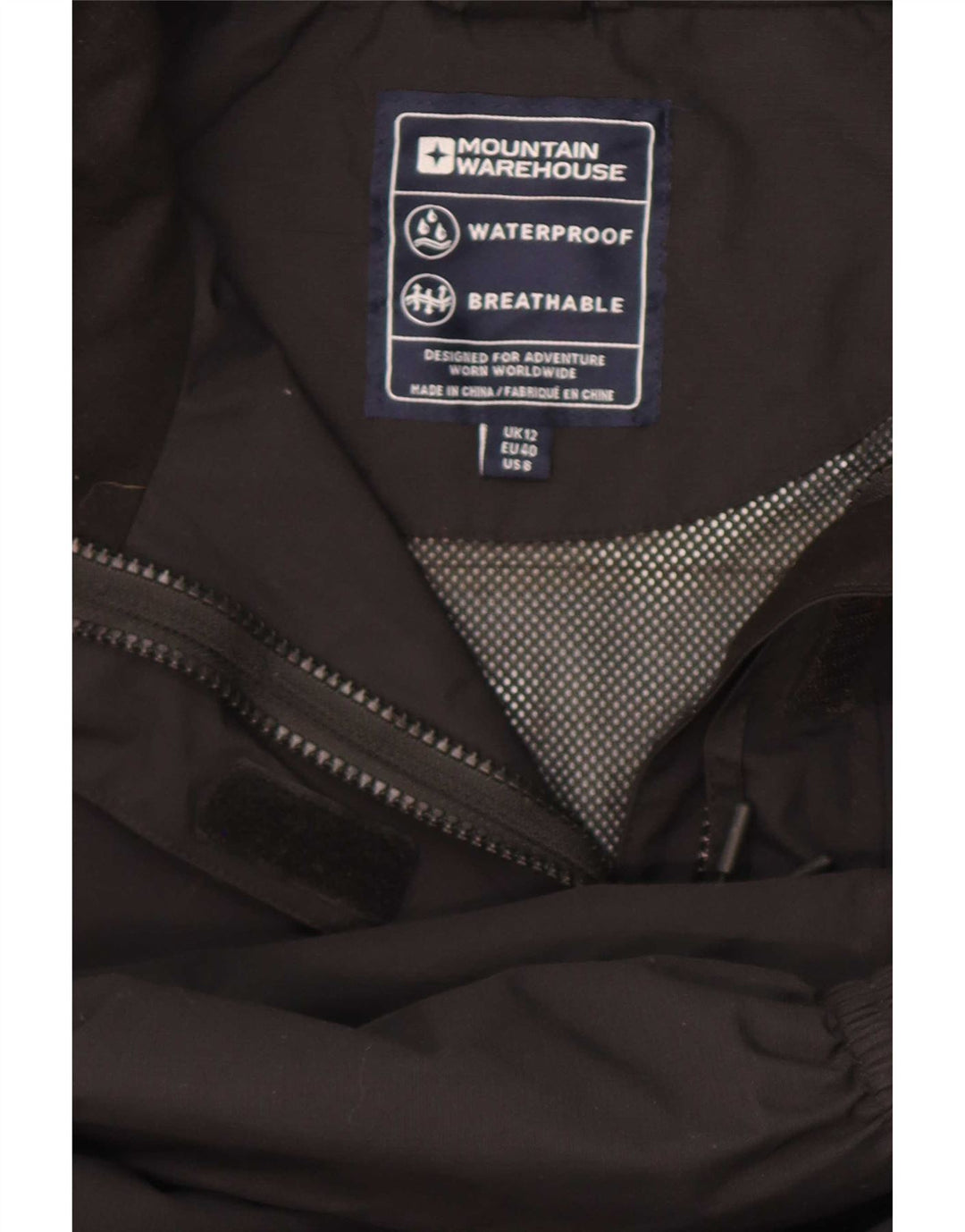 Mountain Warehouse Womens Hooded Rain Jacket UK 12 Medium Black Polyester