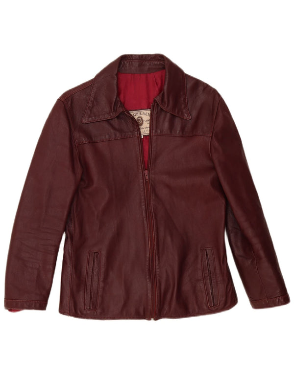 Vintage Womens Leather Jacket UK 14 Medium Burgundy