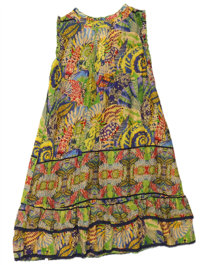 Vintage Womens Abstract Pattern Tiered Dress UK 18 XL Multicoloured