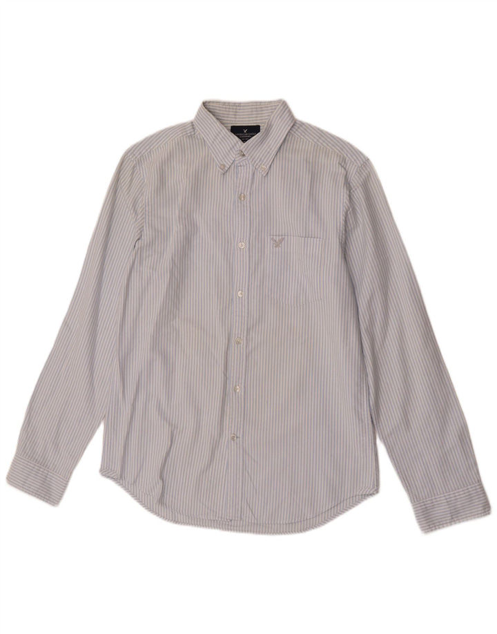 American Eagle Mens Slim Fit Shirt Small Blue Striped Cotton
