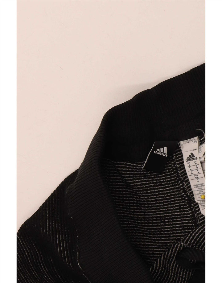 Adidas Mens Tracksuit Trousers Joggers Medium Black Geometric Wool