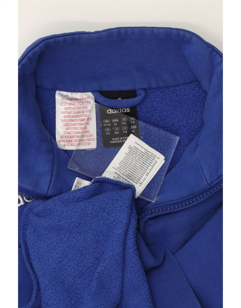 ADIDAS Boys Zip Neck Sweatshirt Jumper 15-16 Years Blue Cotton Vintage Adidas and Second-Hand Adidas from Messina Hembry 