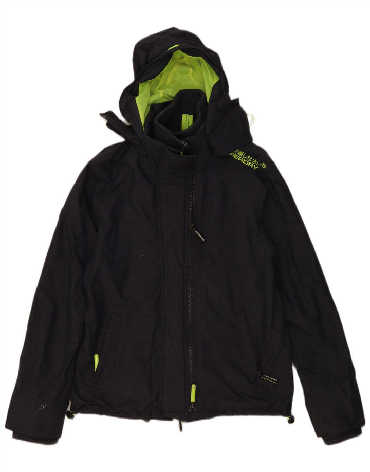 SUPERDRY Womens Windcheater Graphic Windbreaker Jacket UK 16 Large Grey