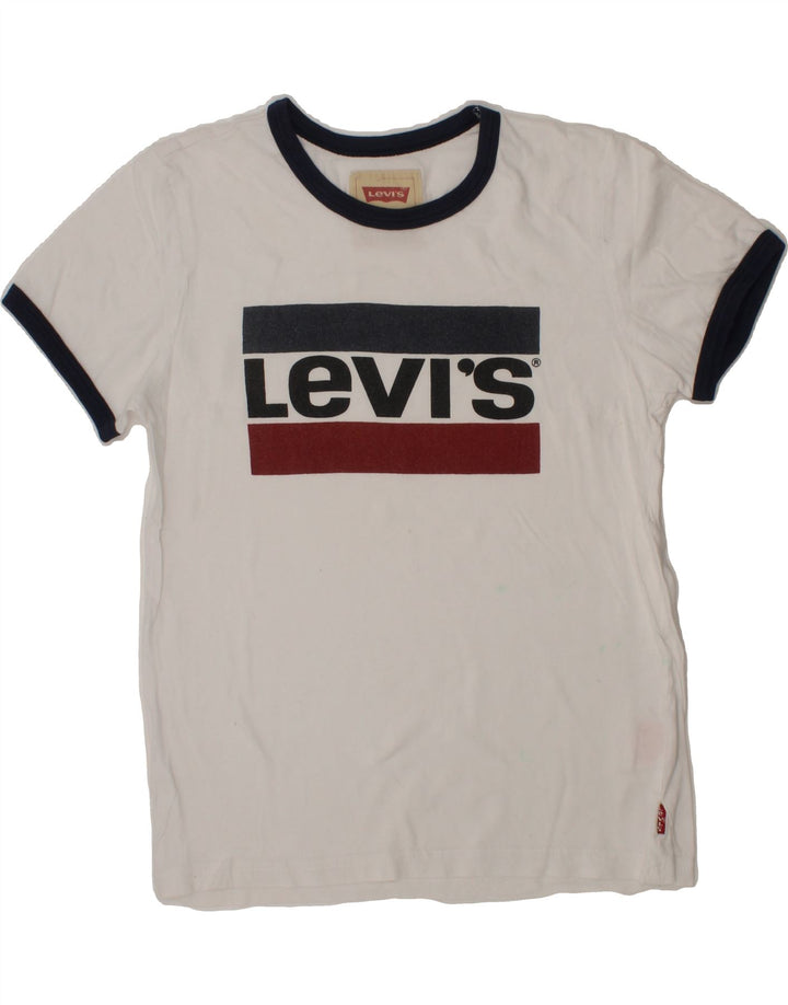 LEVI'S Boys Graphic T-Shirt Top 9-10 Years White Vintage Levi's and Second-Hand Levi's from Messina Hembry 